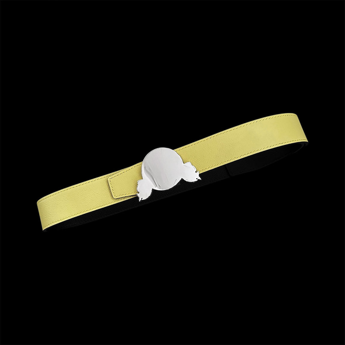 SYN Buckle Reversible Leather Belt (((Black/Pale Yellow)))