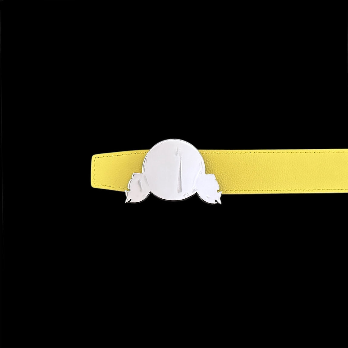 SYN Buckle Reversible Leather Belt (((Black/Pale Yellow)))